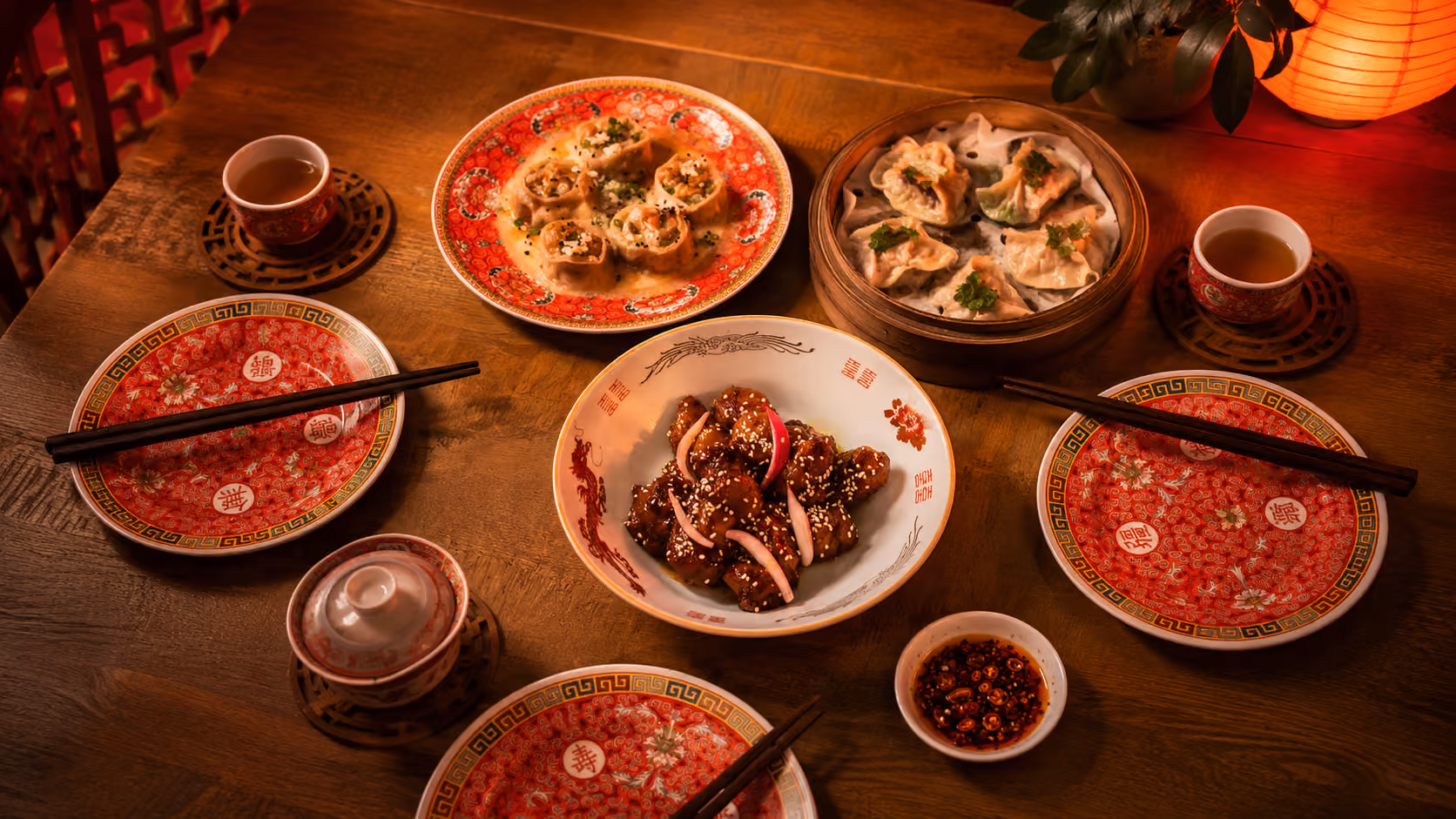 A table set with Shen Kitchen dishes